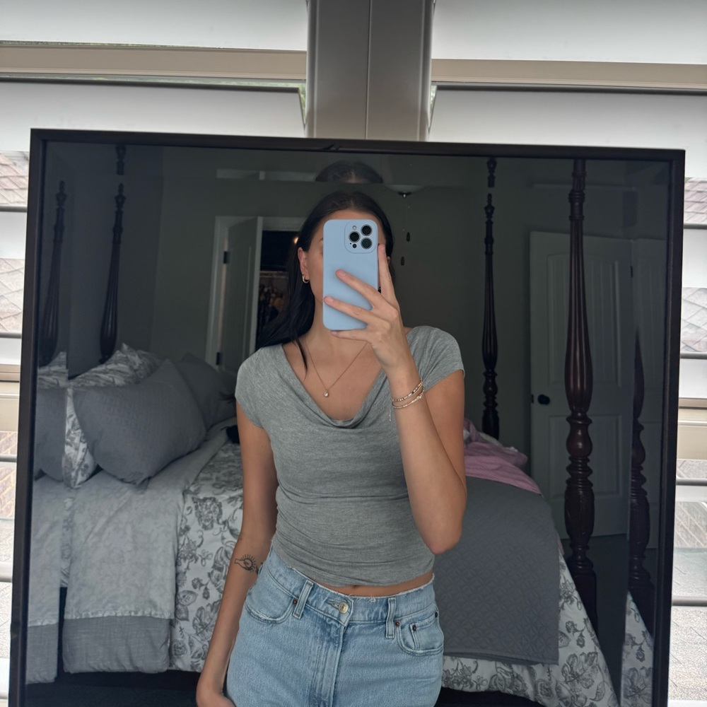 Grey cowl neck tee